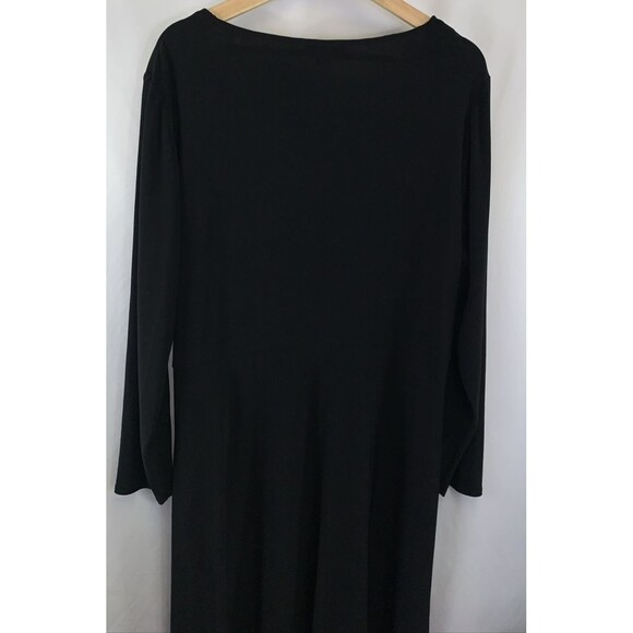 Chaps Classic Midi 3/4 Sleeve V Neck Twist Front Black Party Dress Woman's 1X - Picture 6 of 15
